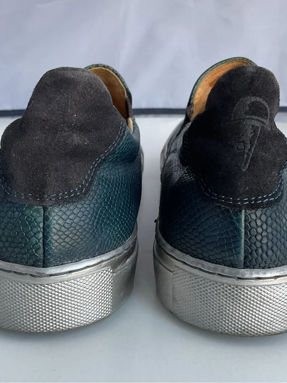 Robert Graham ROLO 2 Blue Snake Embossed Leather Silver Sole Shoes Men’s Sz 10.5